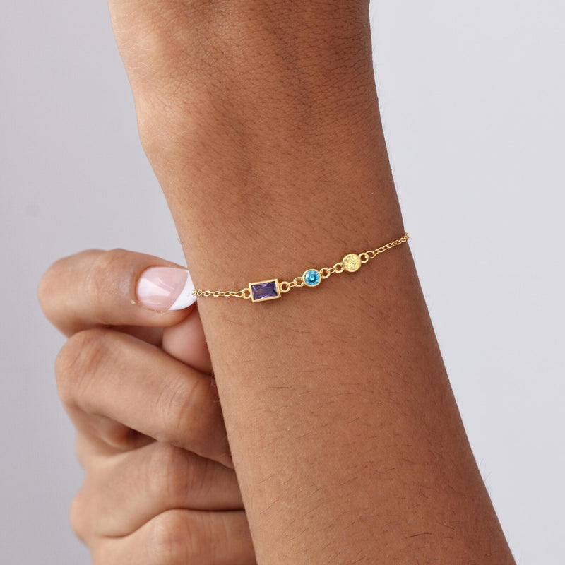 Morse Code Initial Rainbow Crystal Bracelet