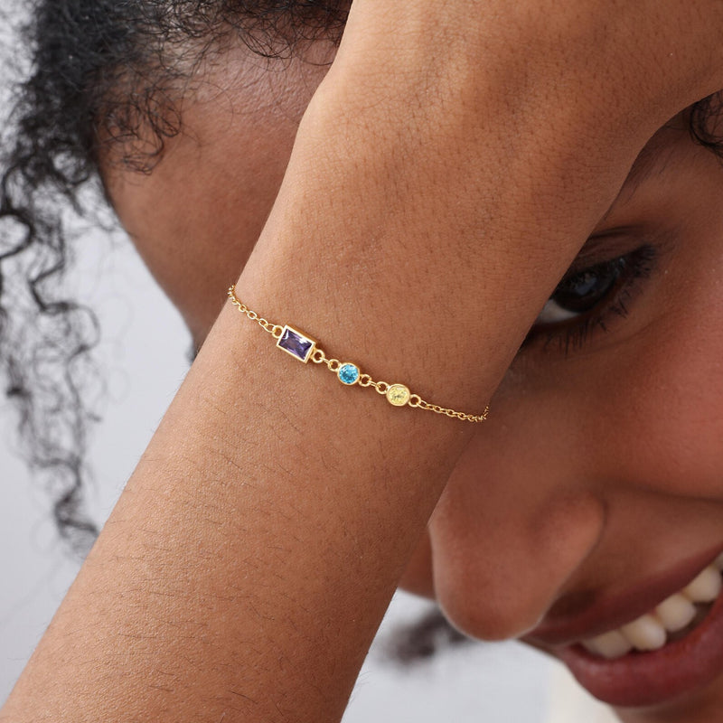 Morse Code Initial Rainbow Crystal Bracelet