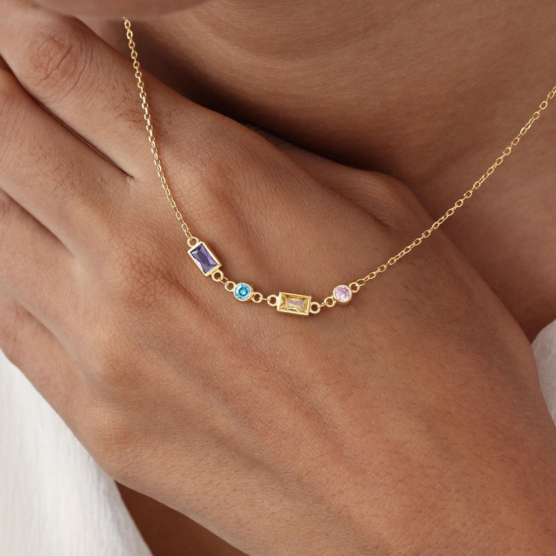 Birthstones Initial Morse Code Necklace