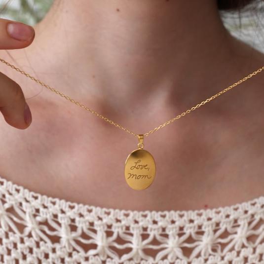 Asymmetrical Circle Fingerprint and Handwriting Necklace