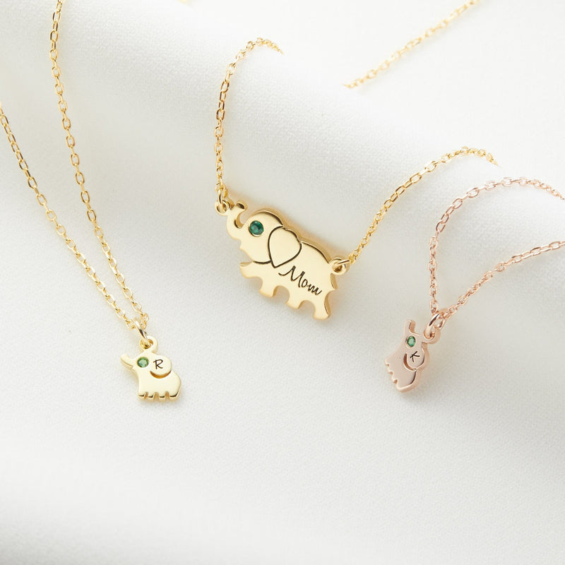 Mother and Daughter Elephant Necklace
