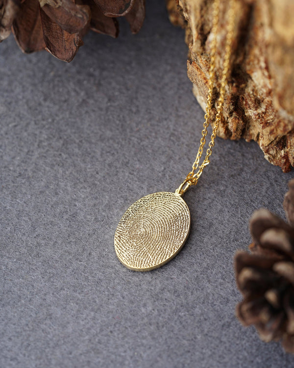 Oval Fingerprint and Handwriting Necklace