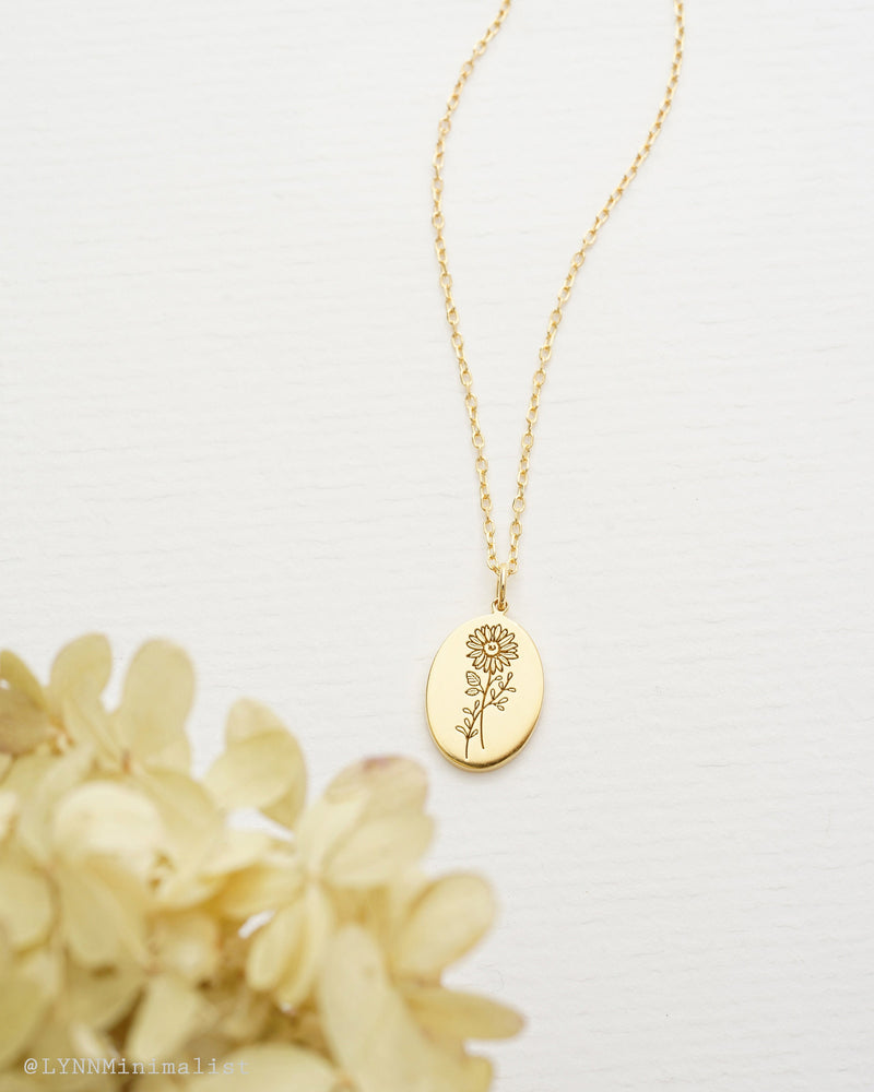 Personalized Sunflower Necklace
