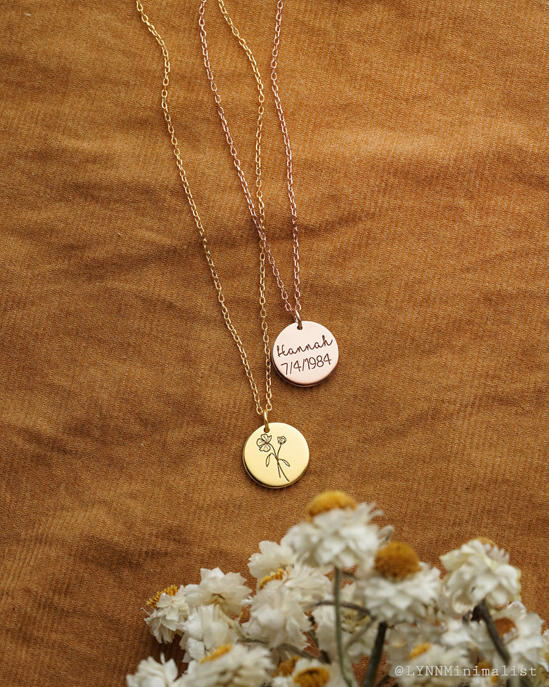 NEW COLLECTION Birth Month Flower Circle Necklace