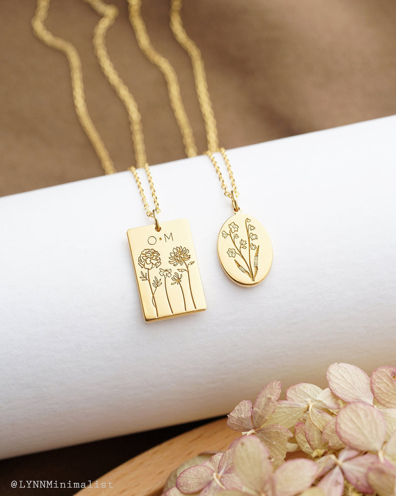 Personalized Multiple Birth Flowers Necklace