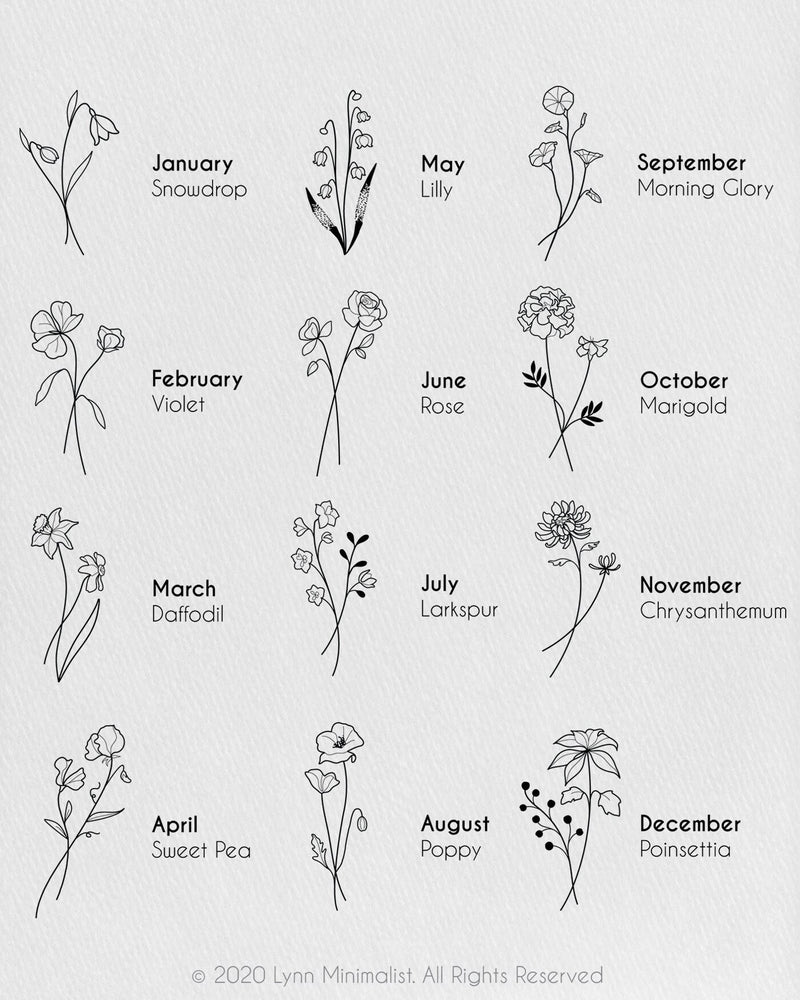 Birth Month Flower Dangle Earrings