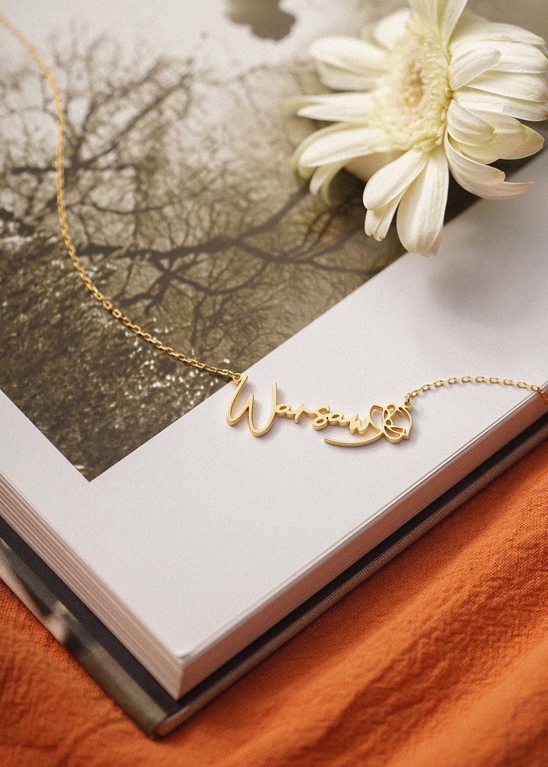 Custom Name Necklace with Birth Flower