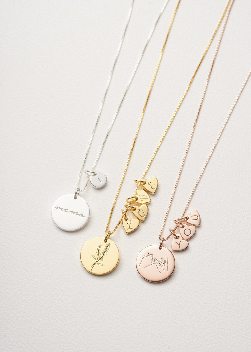 Personalized Disc Necklace With Tiny Tag